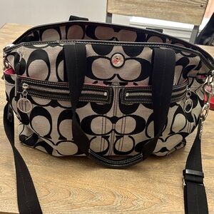 Coach Black and Gray Signature Baby Bag